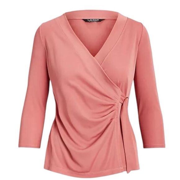 Ralph Lauren Tops - Lauren Ralph Lauren Faux Wrap Top | Rose Pink | SizeXS